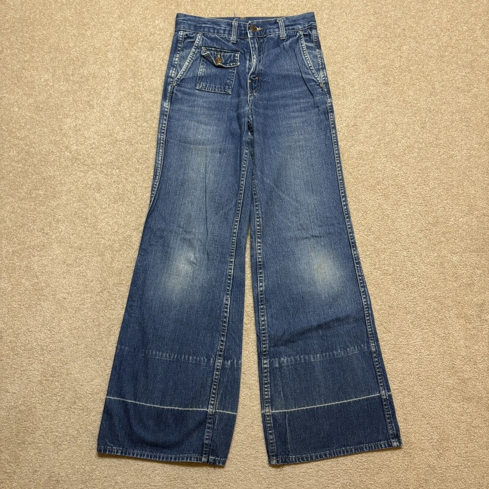 Vtg 70s Levis Bush Sailor Jeans 26x31 Wide Leg Flare Bell Bottom Talon Zip USA